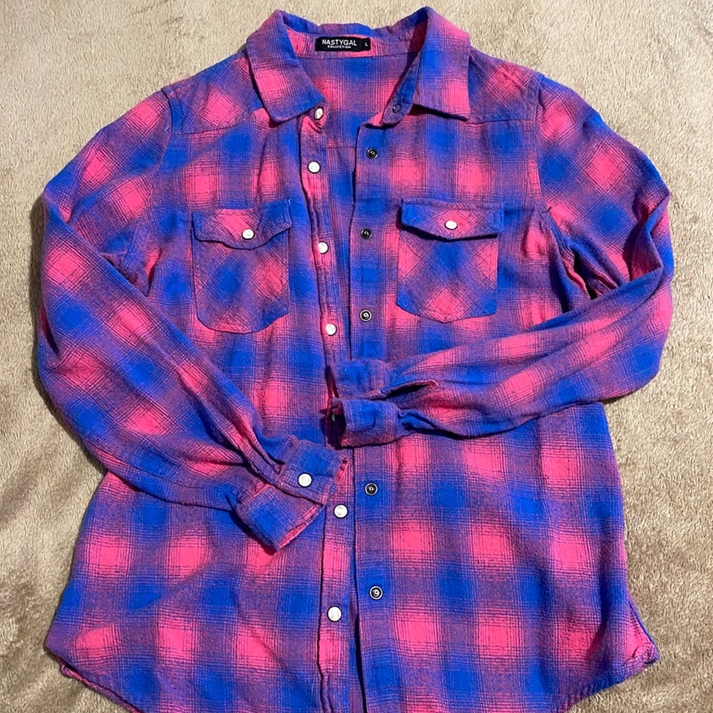Vivid Pink & Blue Plaid Flannel